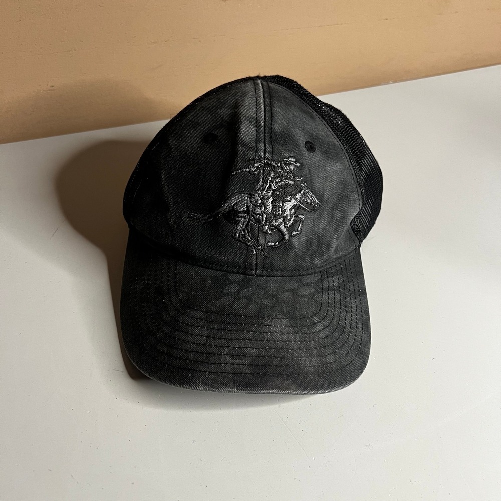 Winchester Repeating Arms Trucker Hat Black Faded Mesh Snapback Horse Rider Logo